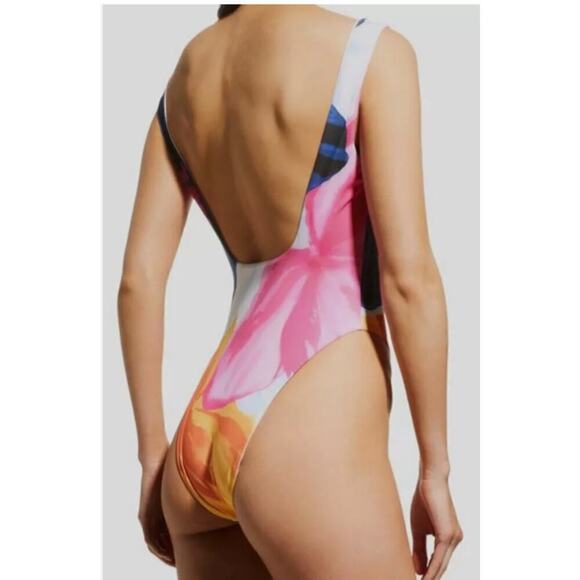 B59. Mara Hoffman Idalia One Piece Swimsuit Womens Large Tropical Goddess Beach - Picture 2 of 8